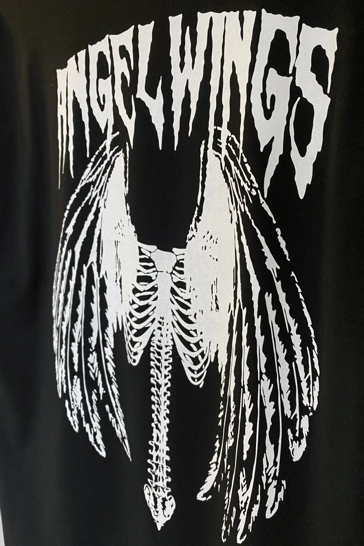 Siyah Angelwings Baskılı Tshiirt