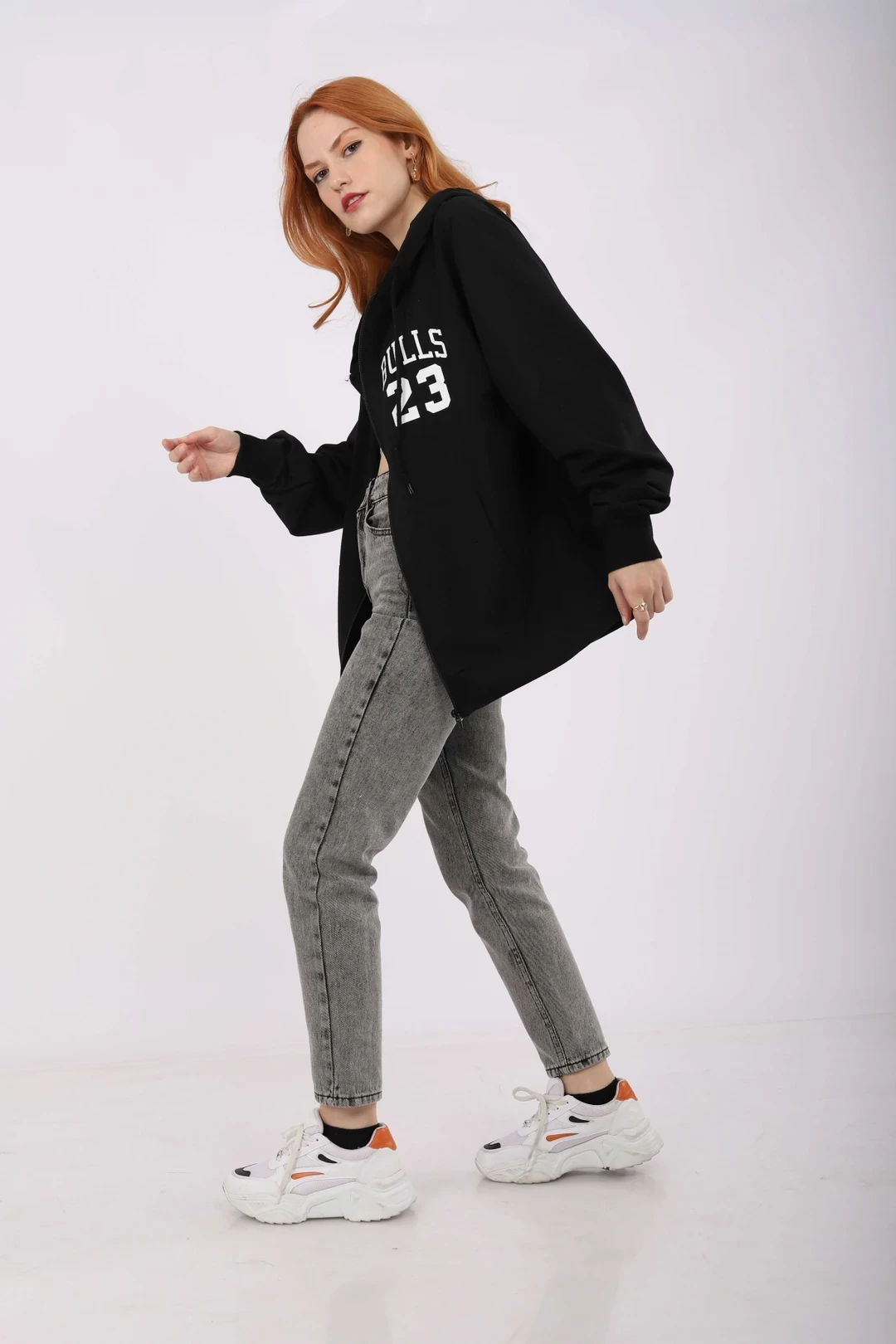 Siyah Bulls Sırt Baskı 23 Oversize Unisex Hırka