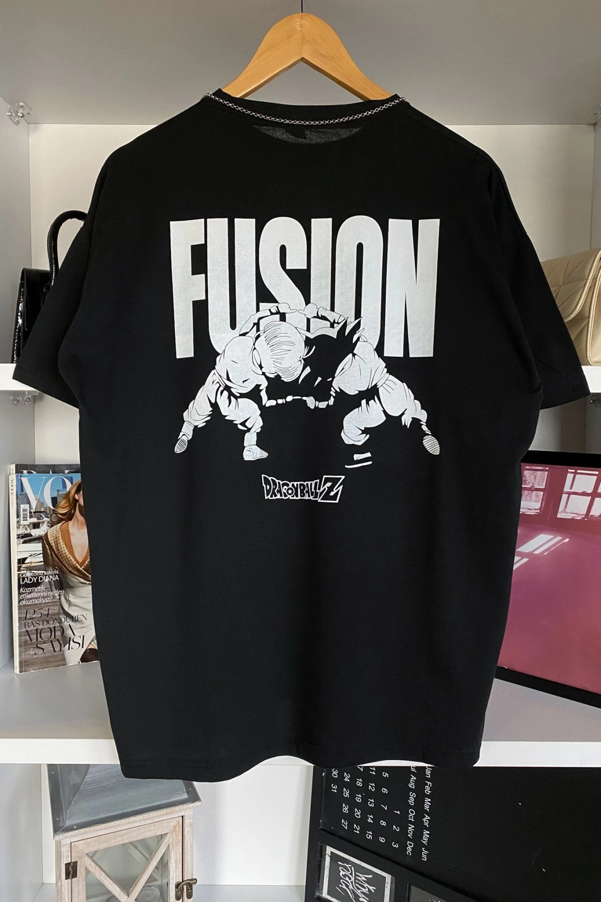 Siyah Fusion Baskılı Unisex Tshirt