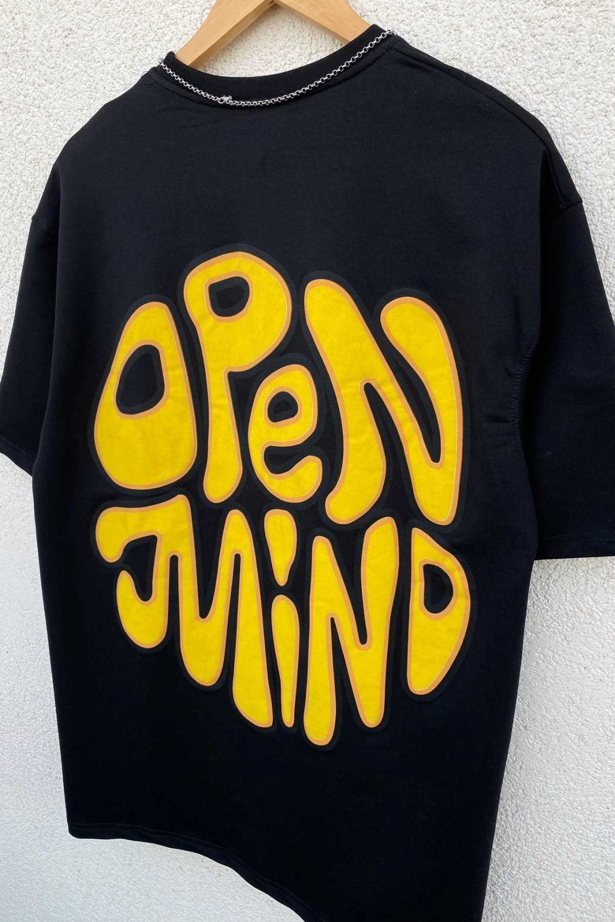 Siyah Open Mind Sırt Baskılı Unisex Tshirt