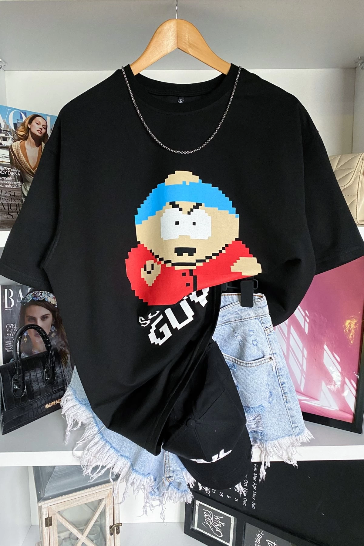 Siyah South Park Unisex Tshirt