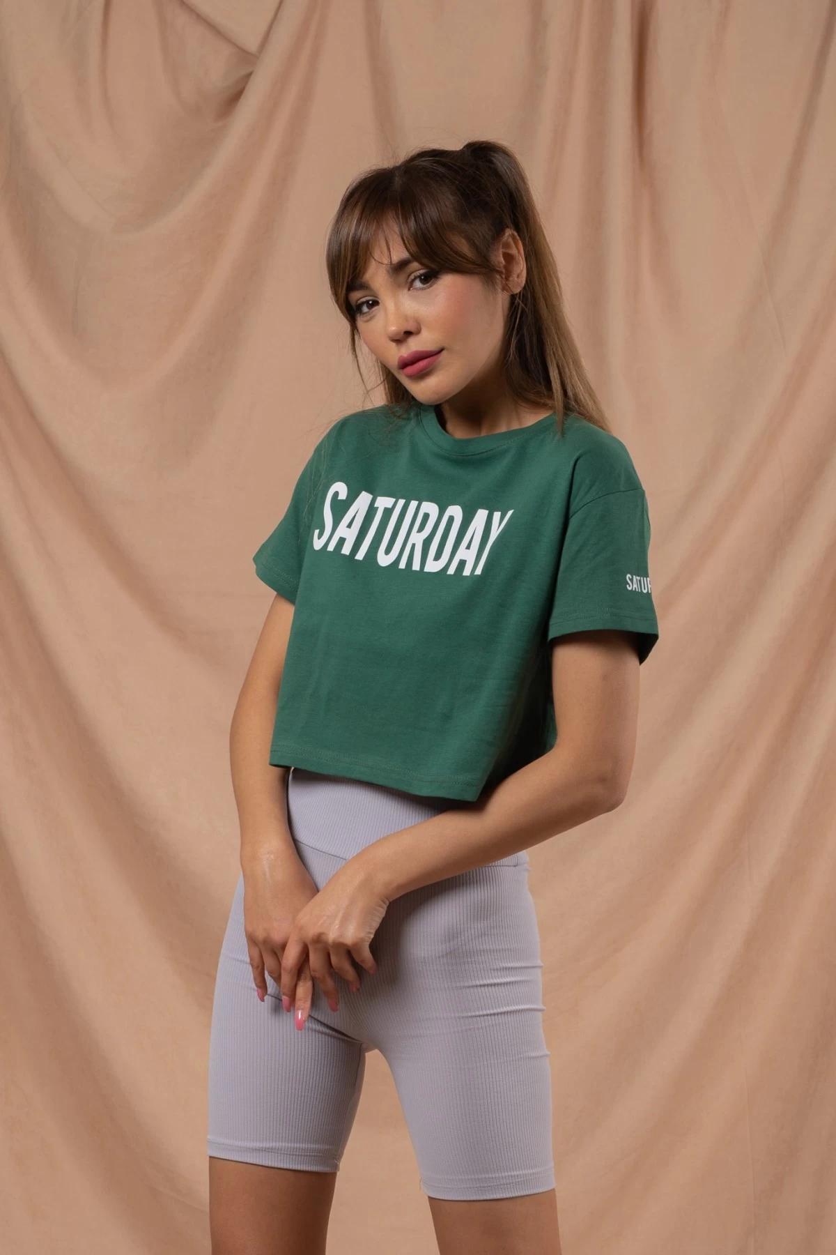 Yeşil Saturday Crop Tshirt