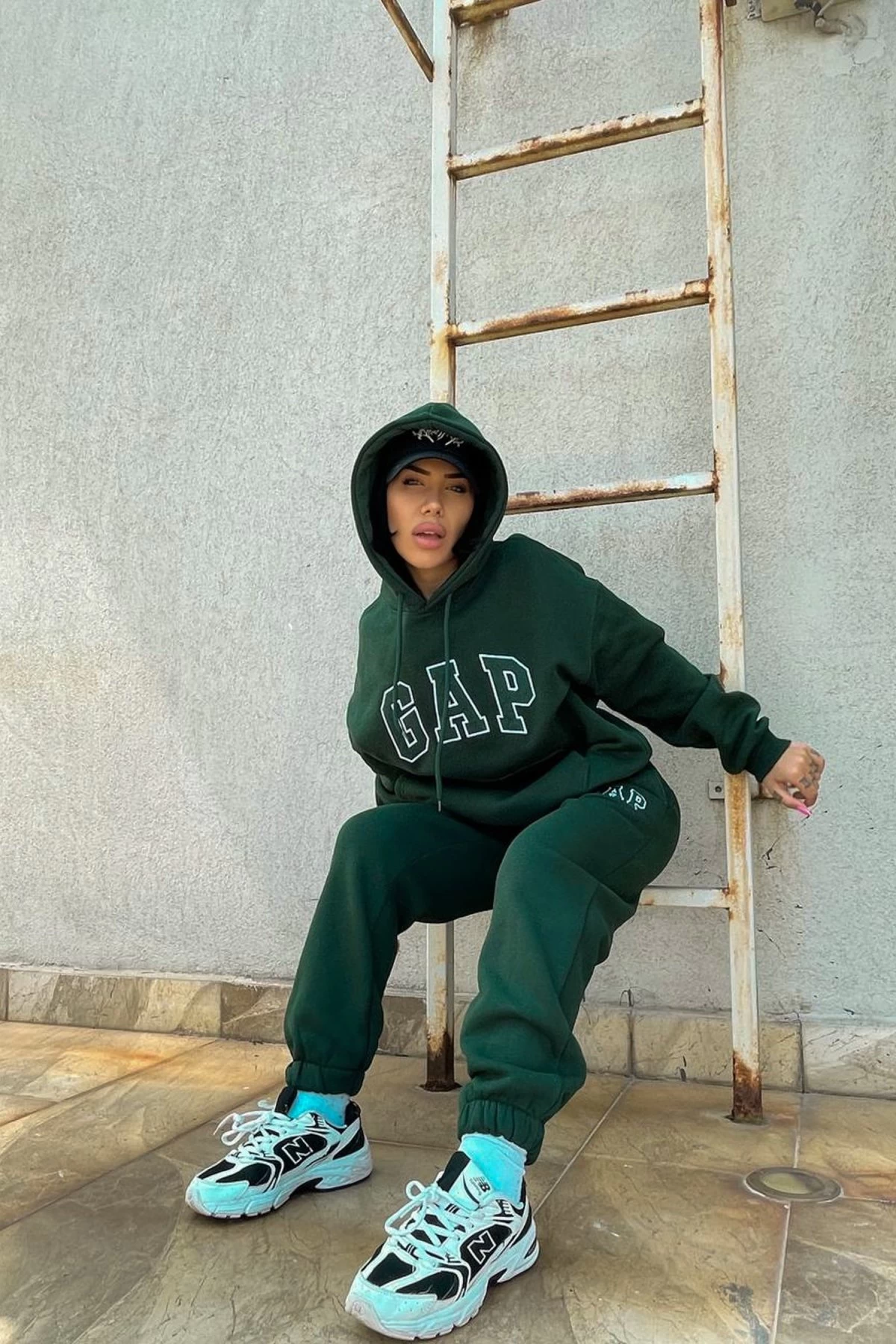 Yeşil Üç İplik Salaş GP Unisex Eşofman Takımı
