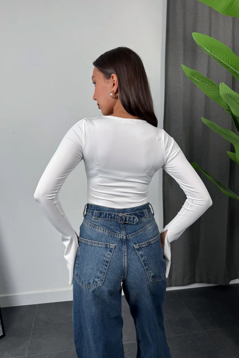 Basic Sandy Bodysuit - Beyaz