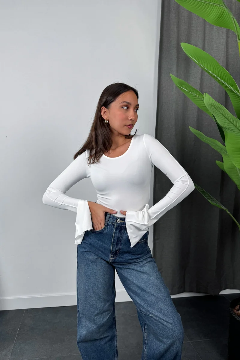 Basic Sandy Bodysuit - Beyaz