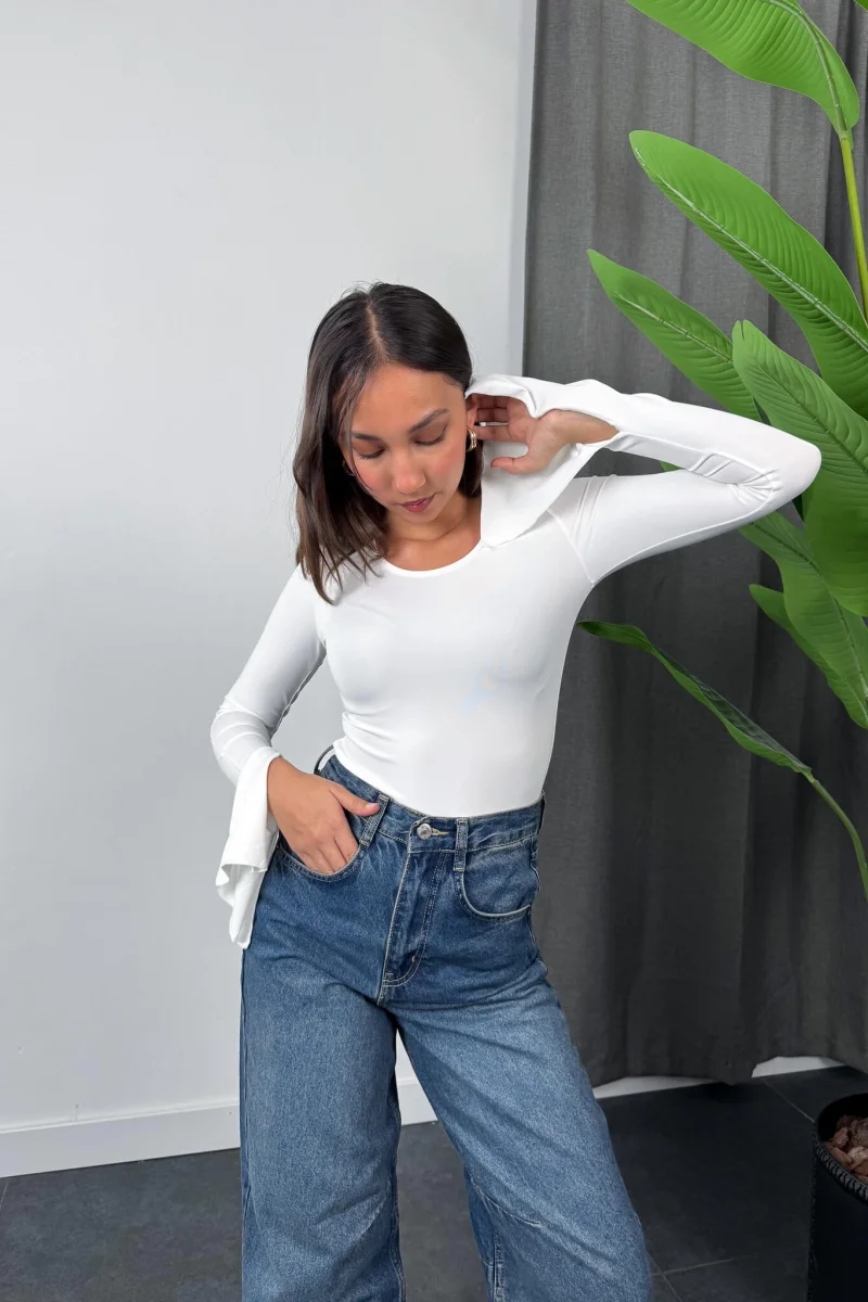 Basic Sandy Bodysuit - Beyaz