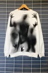 Ghosts Unisex Oversize Sweatshirt Beyaz