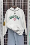 New York Oversize Sweatshirt - Beyaz