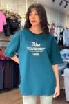 Polaris Sırt Baskılı Unisex Oversize Tshirt - Petrol Yeşili