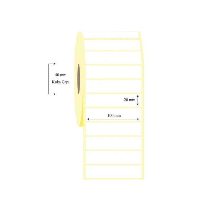 100mm x 20mm Tekli Kuşe Etiket (500Ad/Rulo)