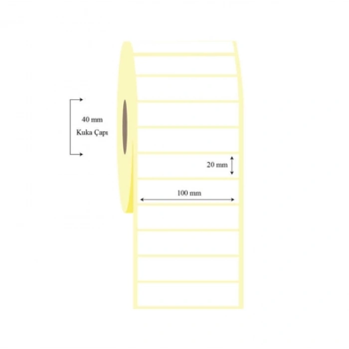 100mm x 20mm Tekli Kuşe Etiket (500Ad/Rulo)