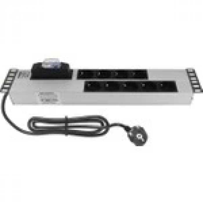 19 2U 9Lu Schuko Sigortalı Aluminyum Rack Kabin Grup Priz Pdu