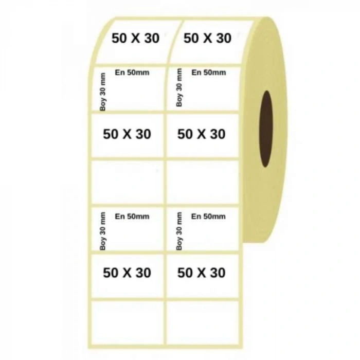 50mm X 30mm Kuşe YY2 Yapışkanlı Etiket (5000Ad/rulo)