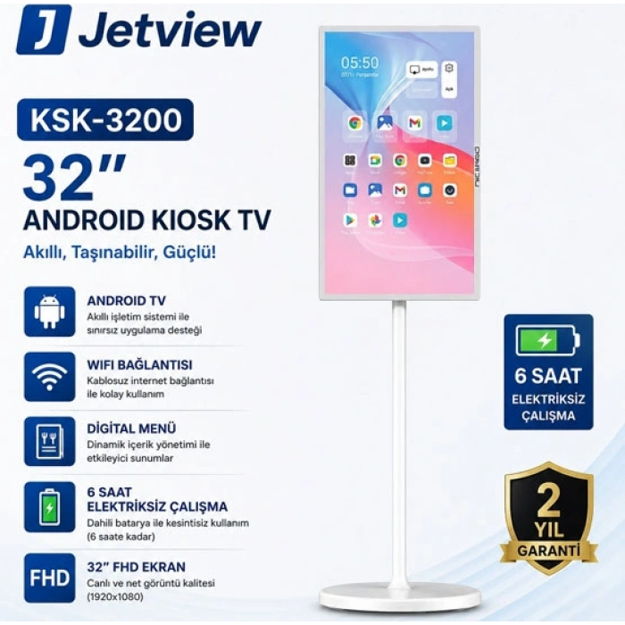 JETVIEW KSK-3200 32 ANDROID KIOSK TV 6 SAAT