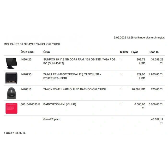 MİNİ PAKET BİLGİSAYAR,YAZICI, OKUYUCU,