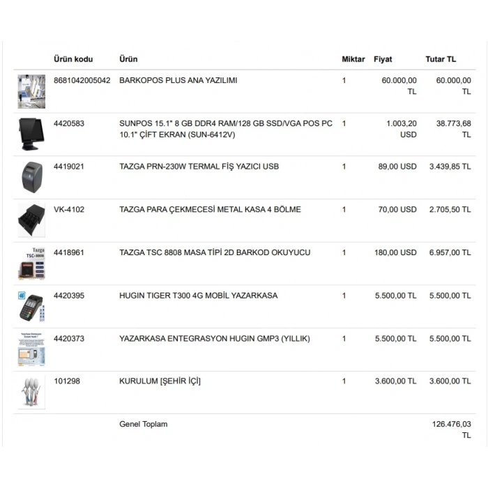 PLUS PAKET BİLGİSAYAR, YAZARKASA,YAZICI, OKUYUCU, ÇEKMECE 15