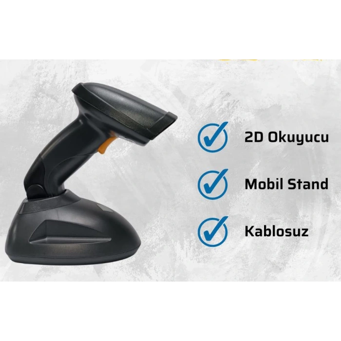 TAZGA TZ-2000+ 2D KABLOSUZ BARKOD OKUYUCU STANDLI