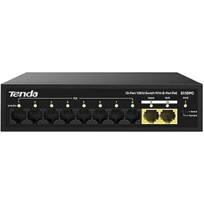 TENDA S106PC 6 PORT 4 PORT POE+ 10/100 MBPS + 2 PORT UPLİNK SWİTCH RACK  4+2