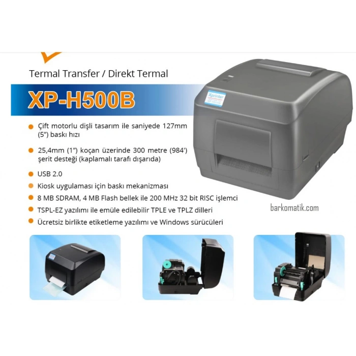 XPRİNTER XP-H500B TT BARKOD ETİKET YAZICI SERİ+USB+LAN