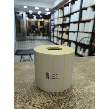 50mm X 30mm Kuşe YY2 Yapışkanlı Etiket (5000Ad/rulo)