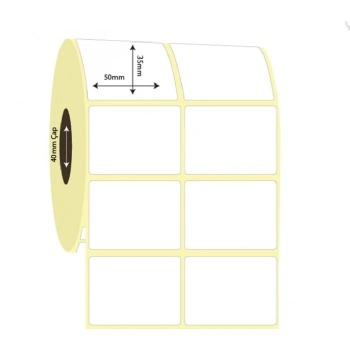 50mm X 35mm Kuşe 2li Yapışkanlı Etiket (2000Ad/Rulo)
