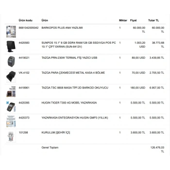 PLUS PAKET BİLGİSAYAR, YAZARKASA,YAZICI, OKUYUCU, ÇEKMECE 15