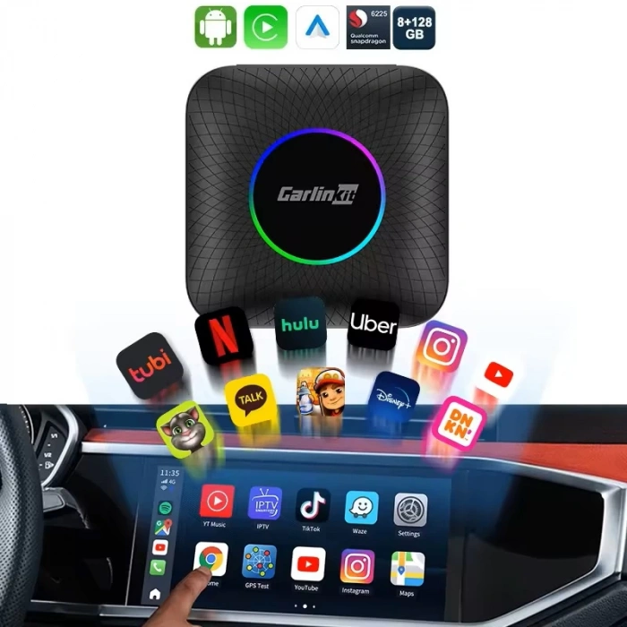 Carlinkit Tbox (Ambient) Carplay - Android 13, 8+128GB, Google Playstore, Netflix, Youtube, Kablosuz/wireless Carplay & Android Auto Sım Kartlı Model (İmei Kayıtlı)