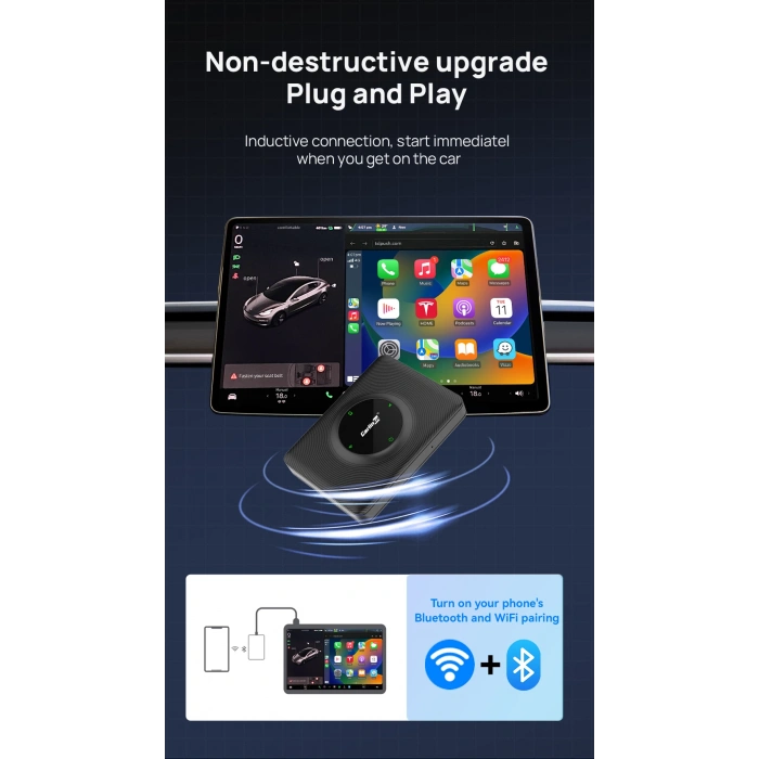 Carlinkit Tesla Kablosuz Carplay Adaptörü Carlinkit T2C Sim Hatsız Model
