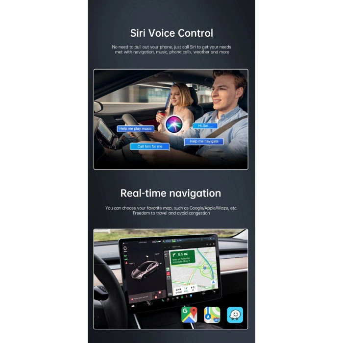 Carlinkit Tesla Kablosuz Carplay Adaptörü Carlinkit T2C Sim Hatsız Model