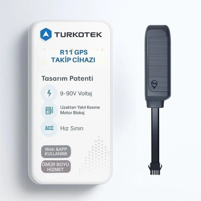 TURKOTEK R11 Kablolu Çok Fonksiyonlu GPS Takip Cihazı | 1 YIL KULLANIM DAHİL SIM KARTLI | Araç, Motosiklet, Kamyonet , Hafif Ticari Araçlar, Elektrikli Bisiklet, Scooter Uyumlu