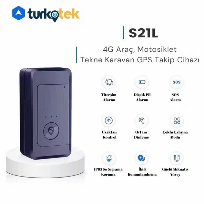 Turkotek S21L 4G Araç Motosi̇klet Gps Taki̇p Ci̇hazı Son Teknoloji̇ – Aküden Bağımsız Kablosuz Mıktanıslı (İmei Kayıtlı) 6.000 Mah 20 Gün Şarj Ömrü