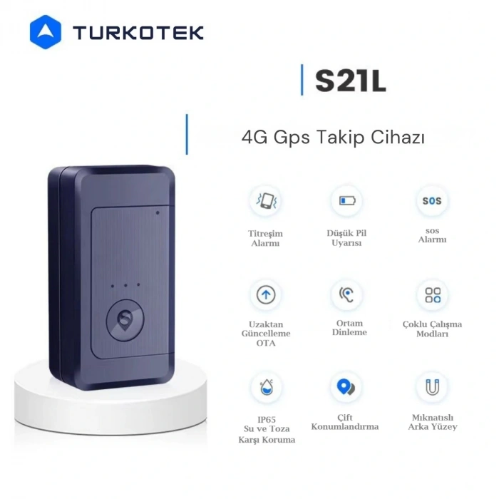 Turkotek S21L 4G Kablosuz 3.000 Mah 20 Gün Şarj Ömrü Araç Motosiklet Gps Takip Cihazı Son Teknoloji̇ – Aküden Bağımsız Kablosuz Mıknatıslı (İmei Kayıtlı)