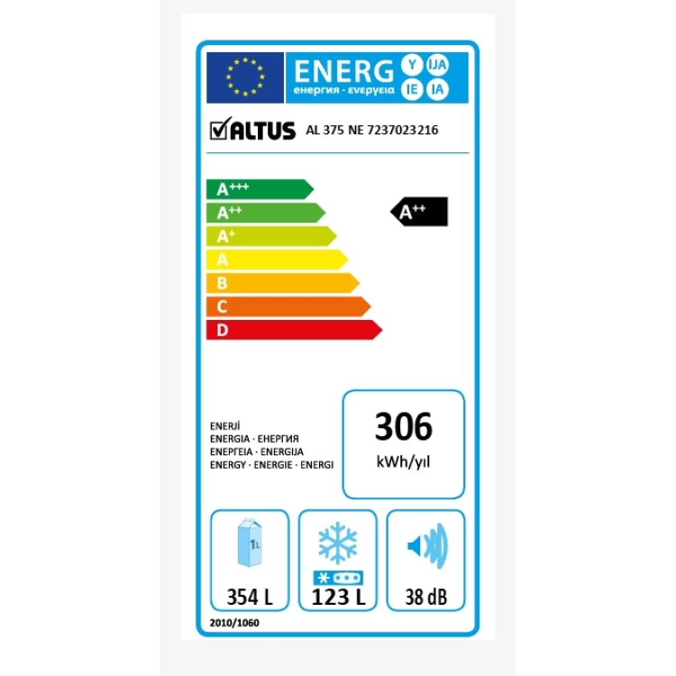 Altus AL 375 NE Çift Kapılı No Frost Buzdolabı