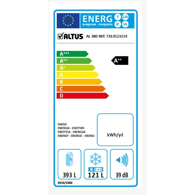 Altus AL 380 E Çift Kapılı No-Frost Buzdolabı
