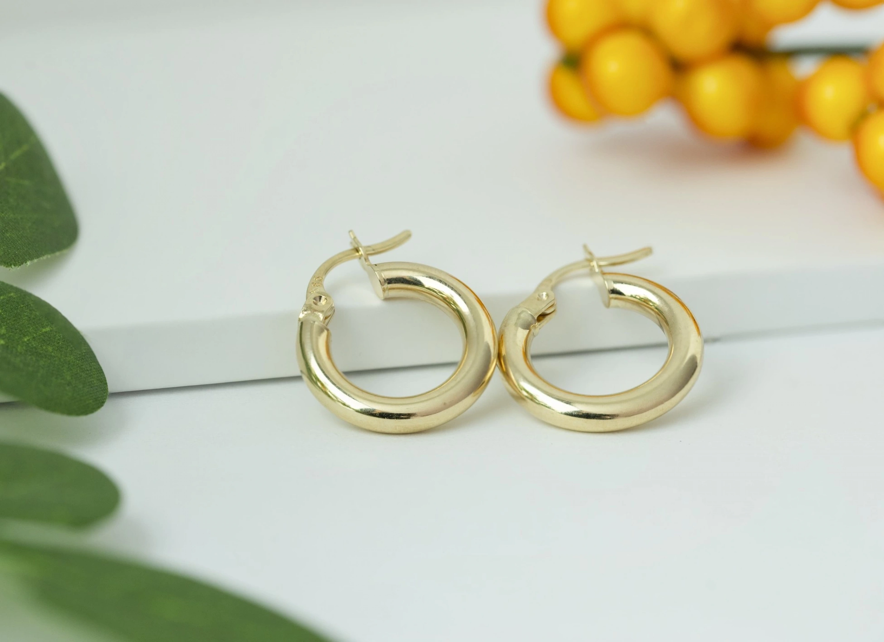 Çaplı Halka 14 Ayar Altın Küpe