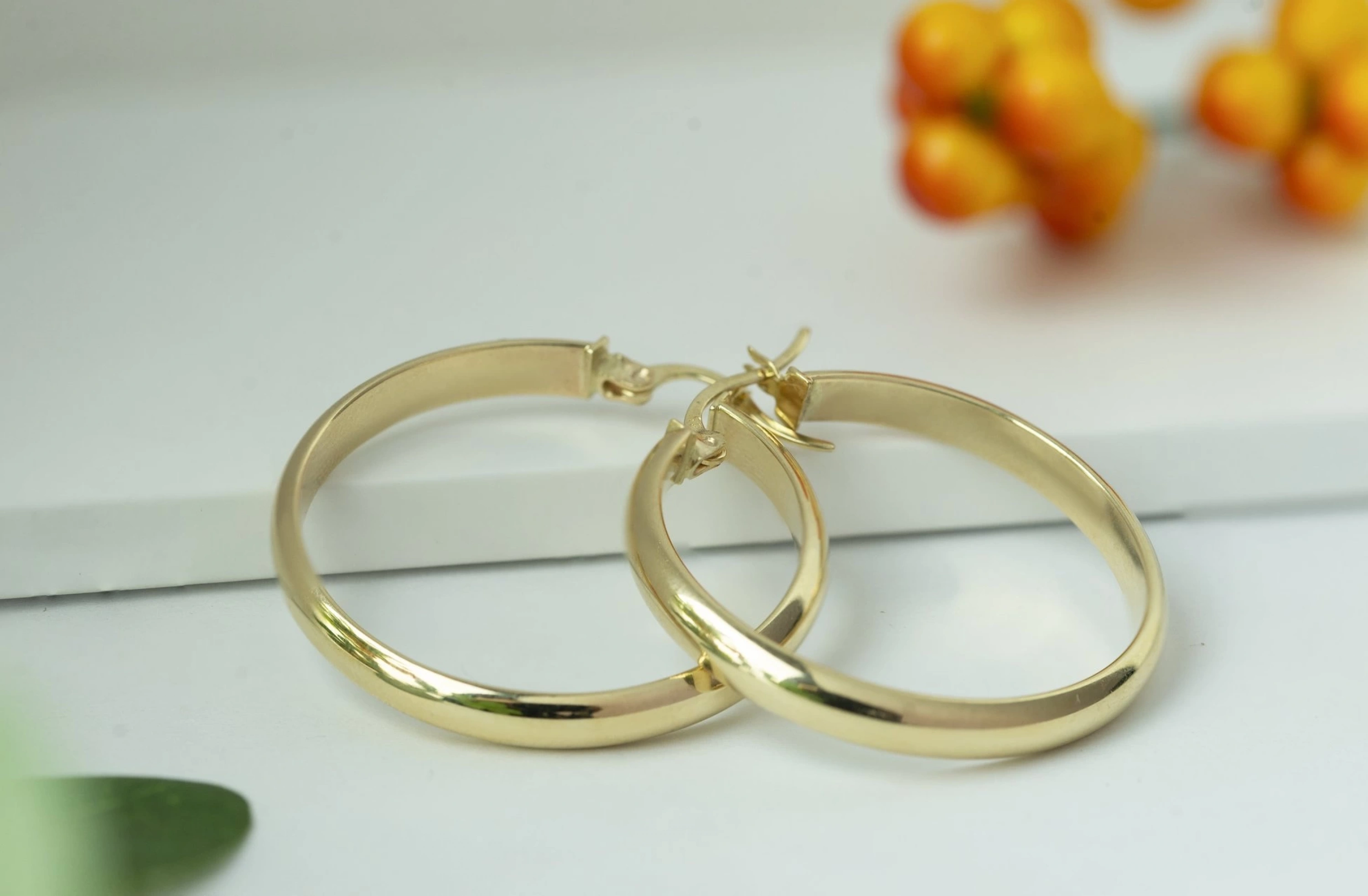 3 Cm. Çaplı Halka 14 Ayar Altın Küpe