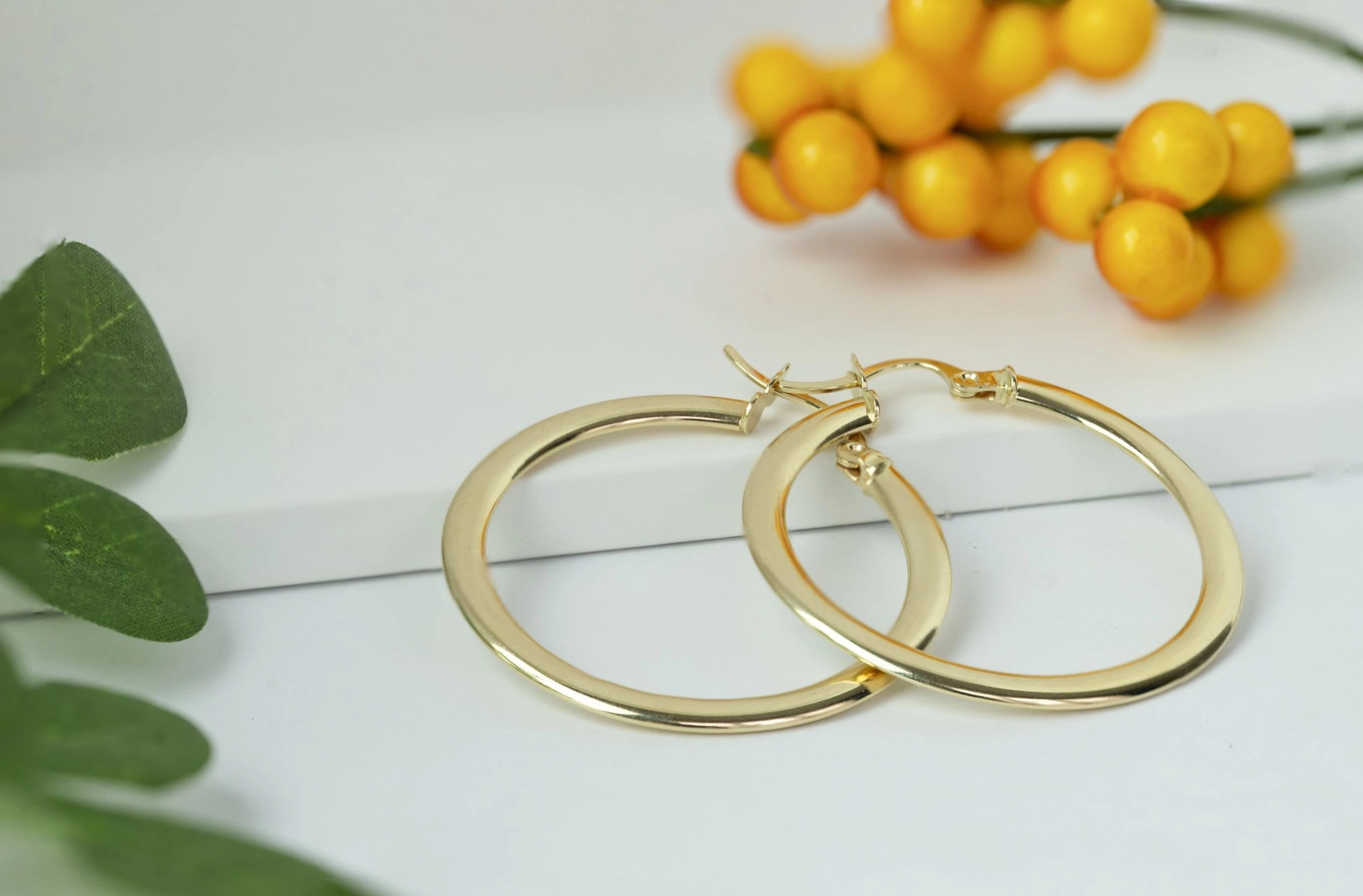 3.3 Cm. Çaplı Halka 14 Ayar Altın Küpe