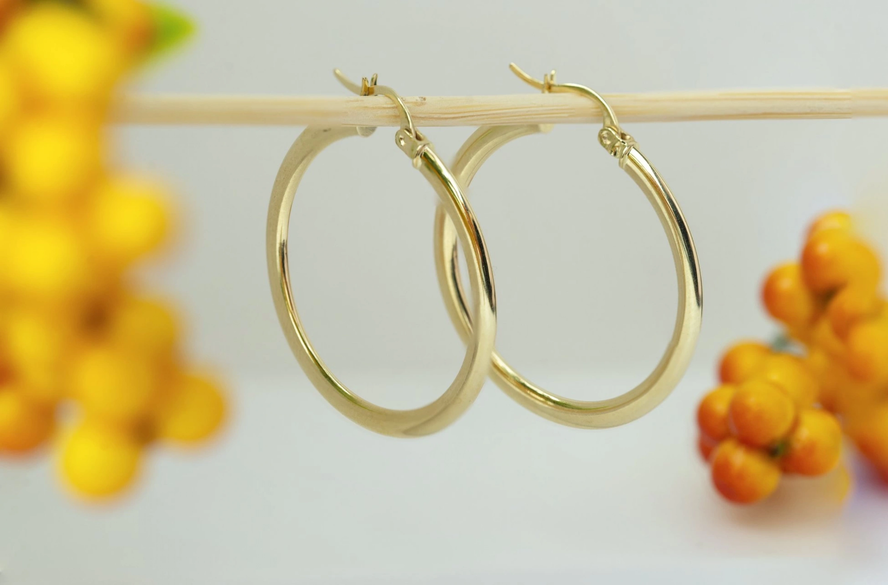 3.3 Cm. Çaplı Halka 14 Ayar Altın Küpe