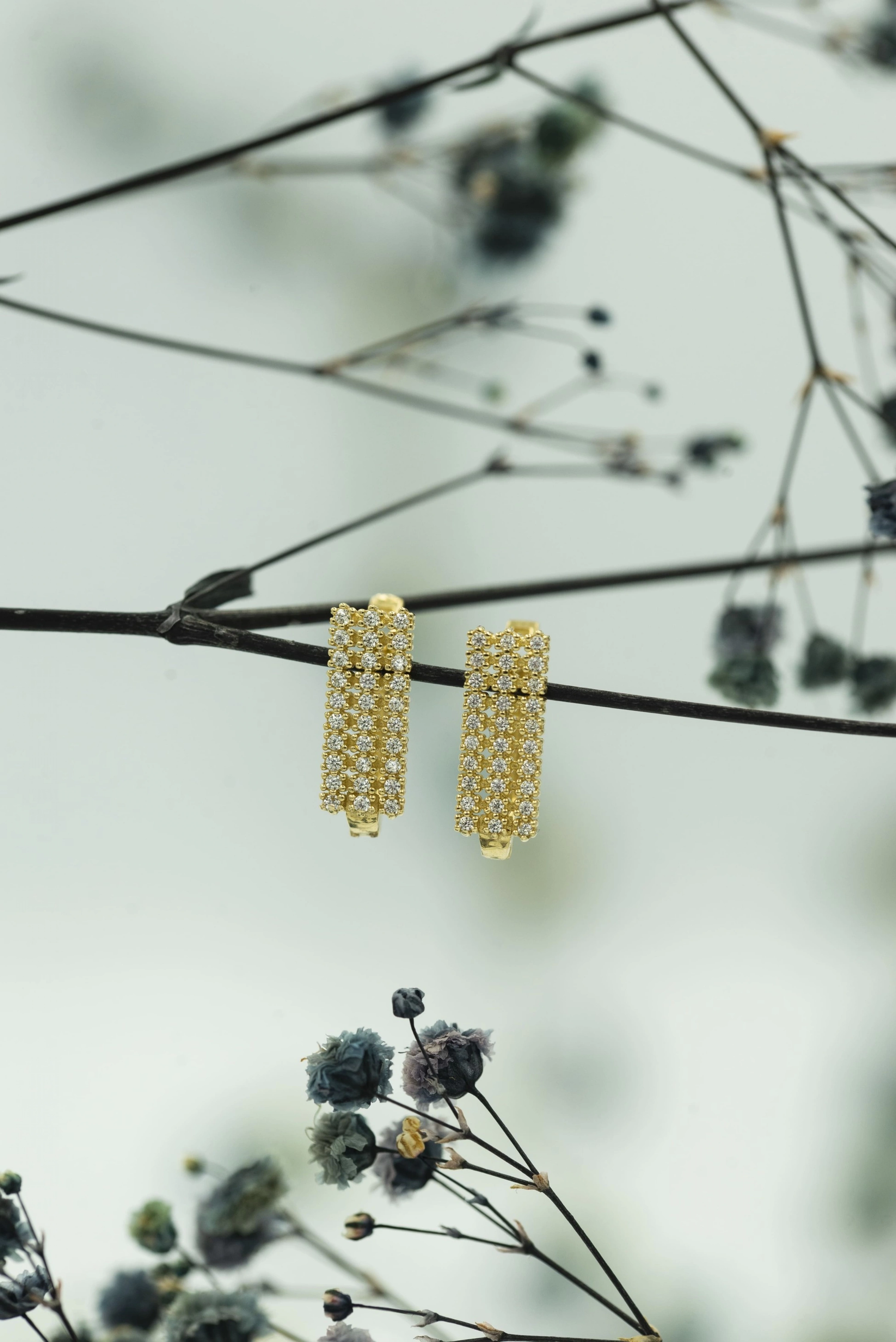 Dikdörtgen Taşlı Model 14 Ayar Altın Küpe