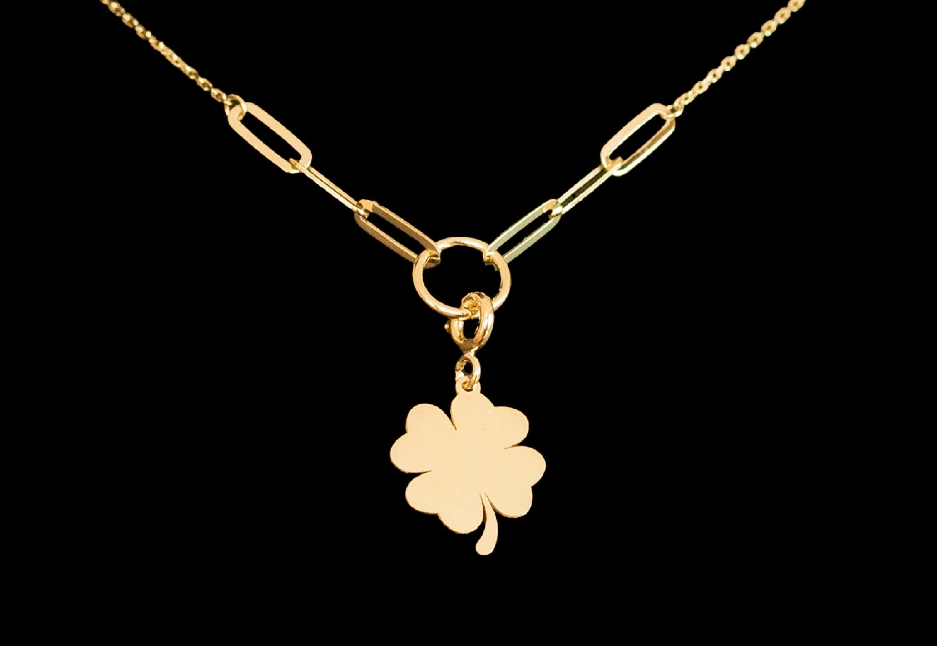 Dört Yapraklı Yonca 14 Ayar Altın Kolye