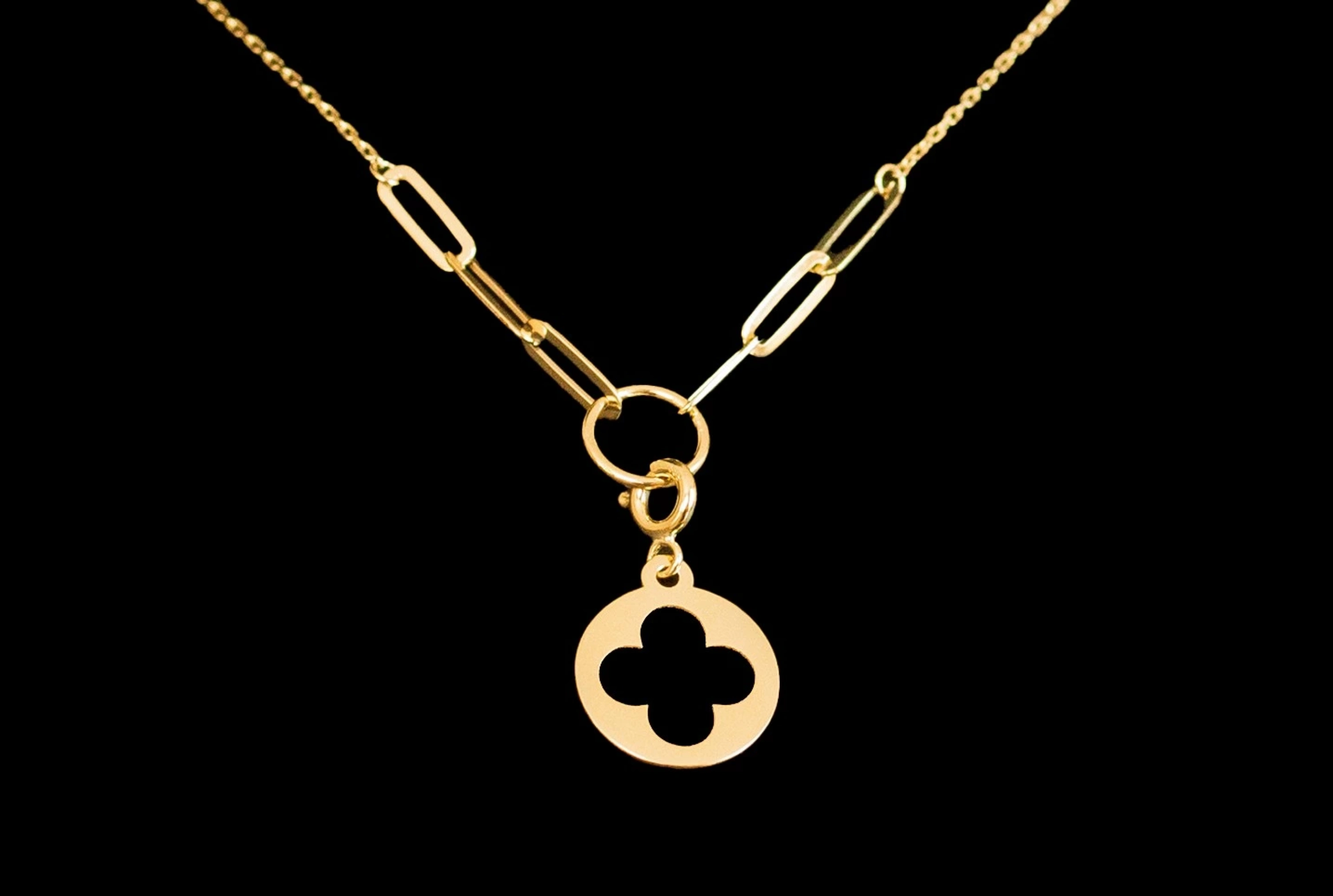 Dört Yapraklı Yonca 14 Ayar Altın Kolye