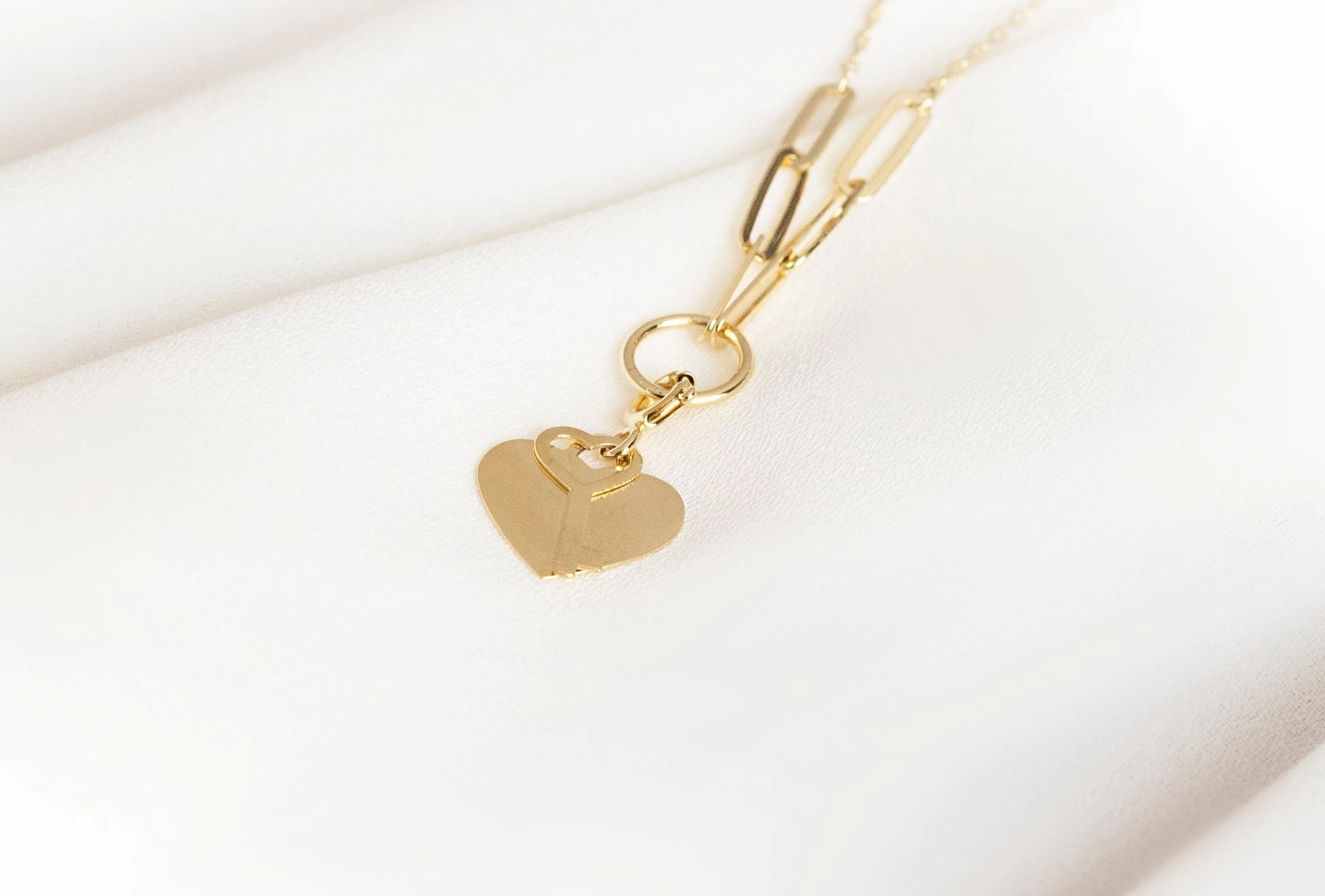 Kalp Anahtar 14 Ayar Altın Kolye