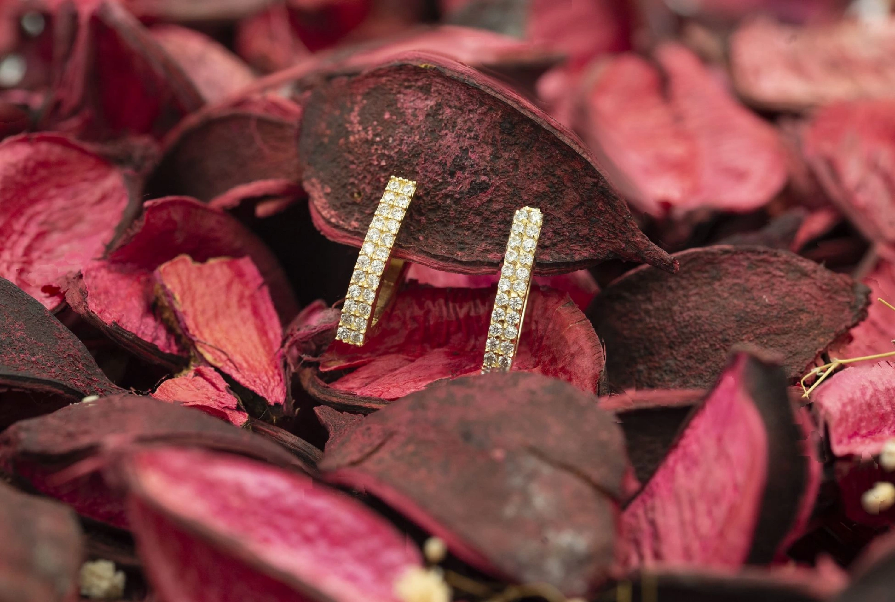 Yarım Tur Taşlı 14 Ayar Altın Küpe