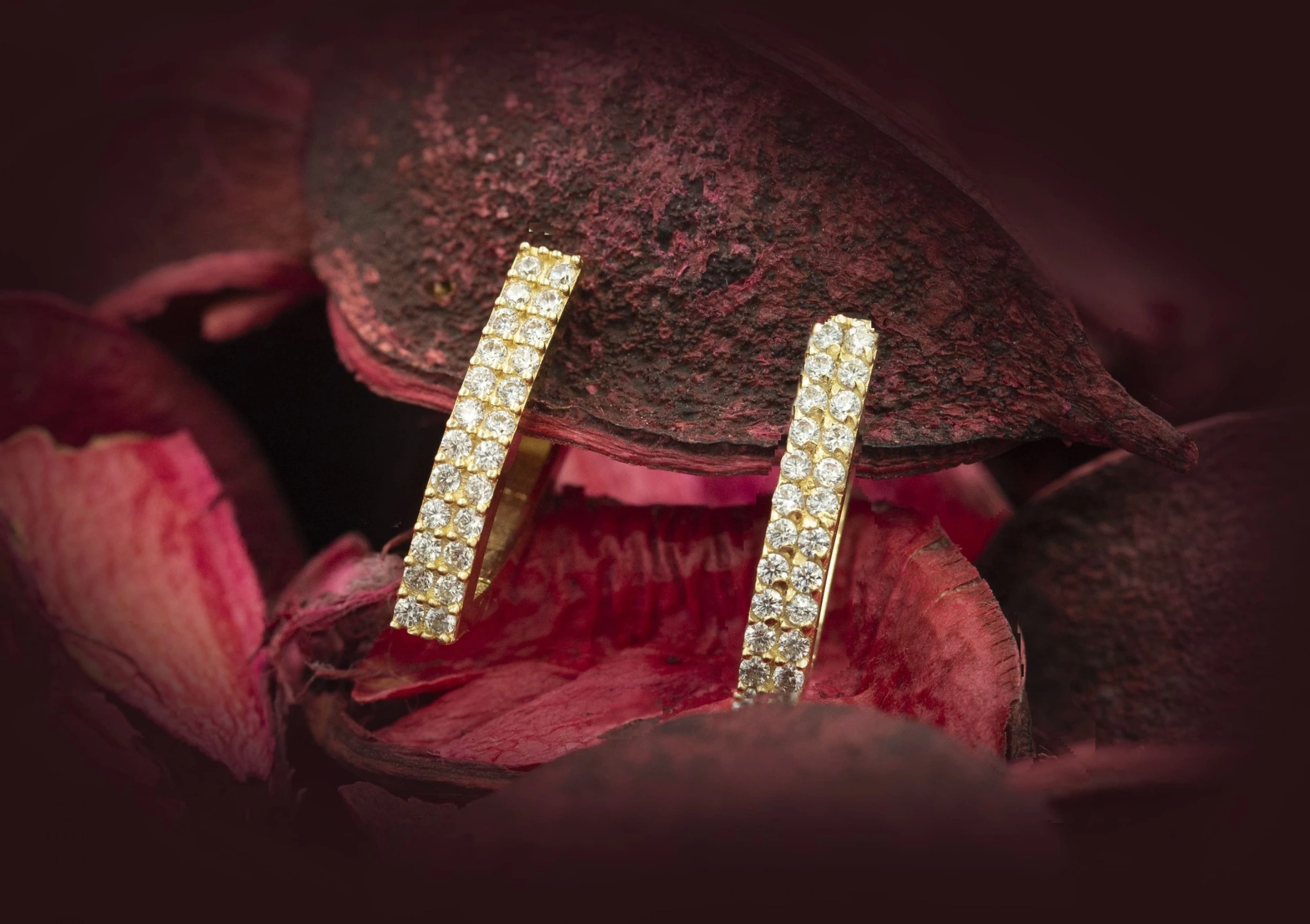 Yarım Tur Taşlı 14 Ayar Altın Küpe