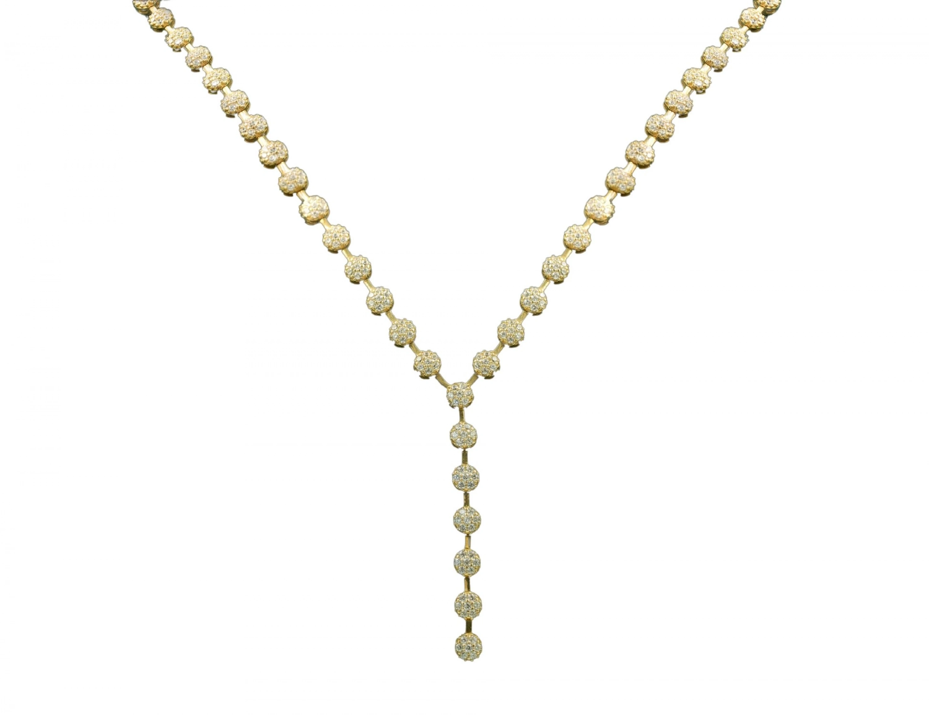 Yuvarlak Taşlı Su Yolu 14 Ayar Altın Kolye