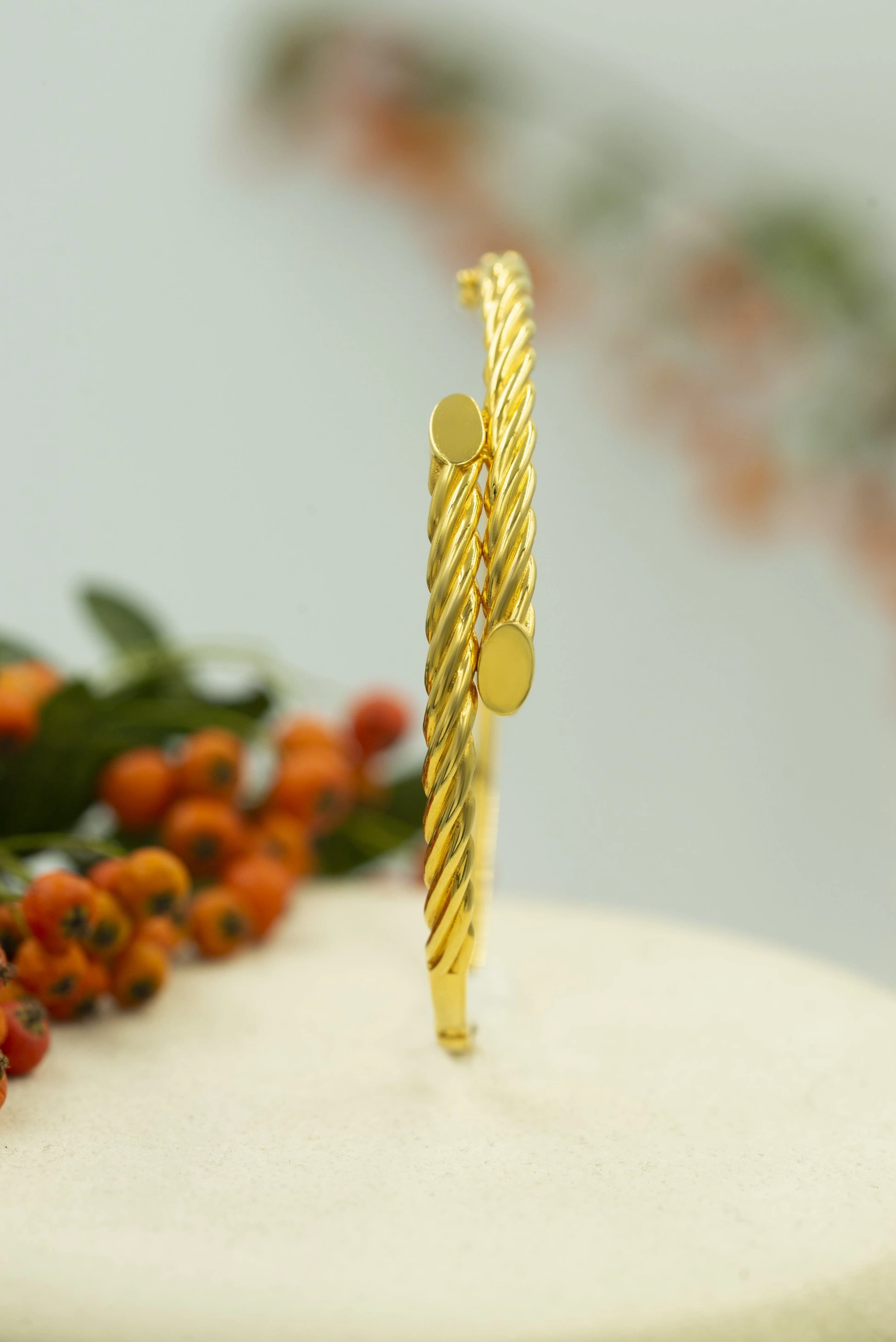 Örgü 22 Ayar Altın Kelepçe Bilezik