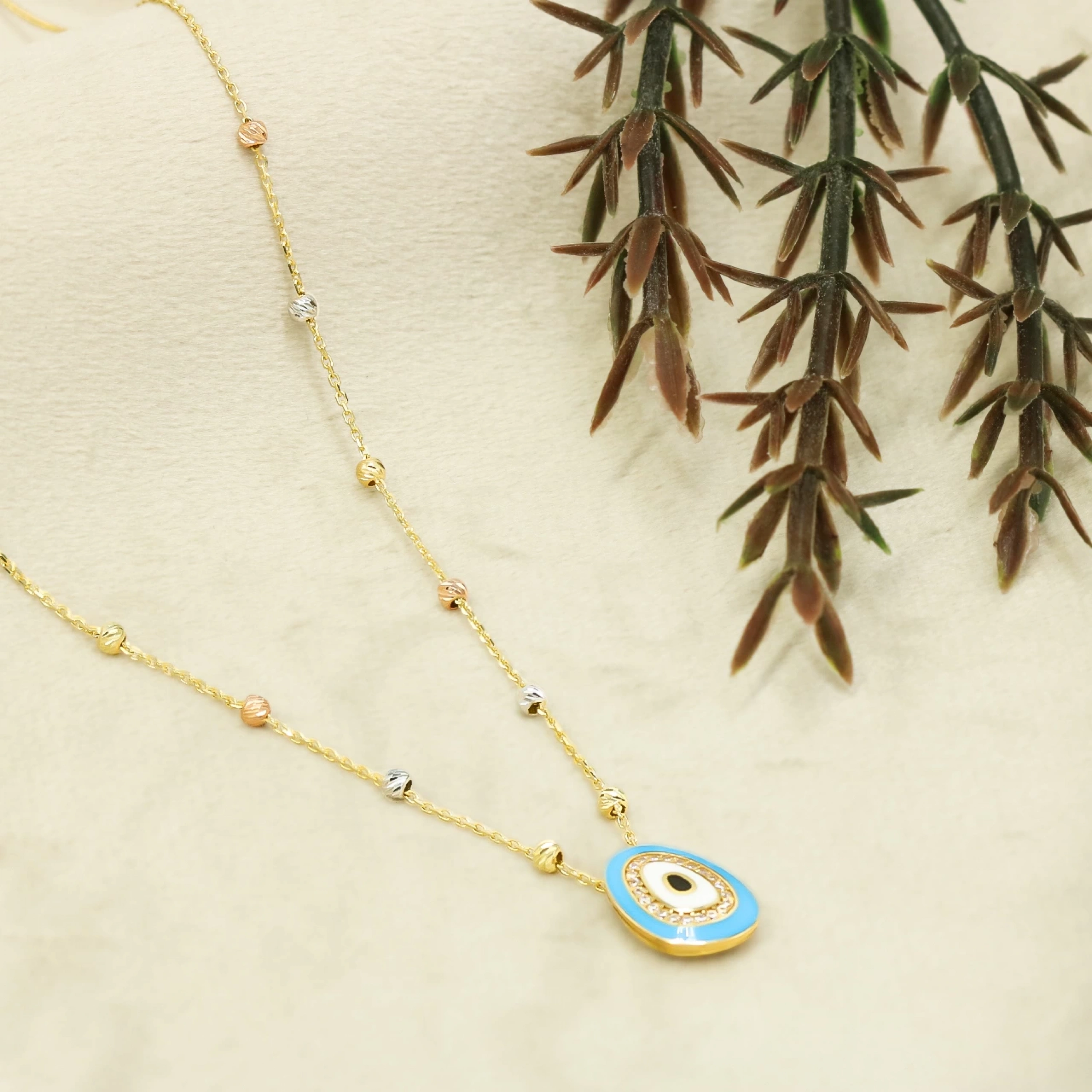 14 Ayar Mavi Göz Altın Mini Set