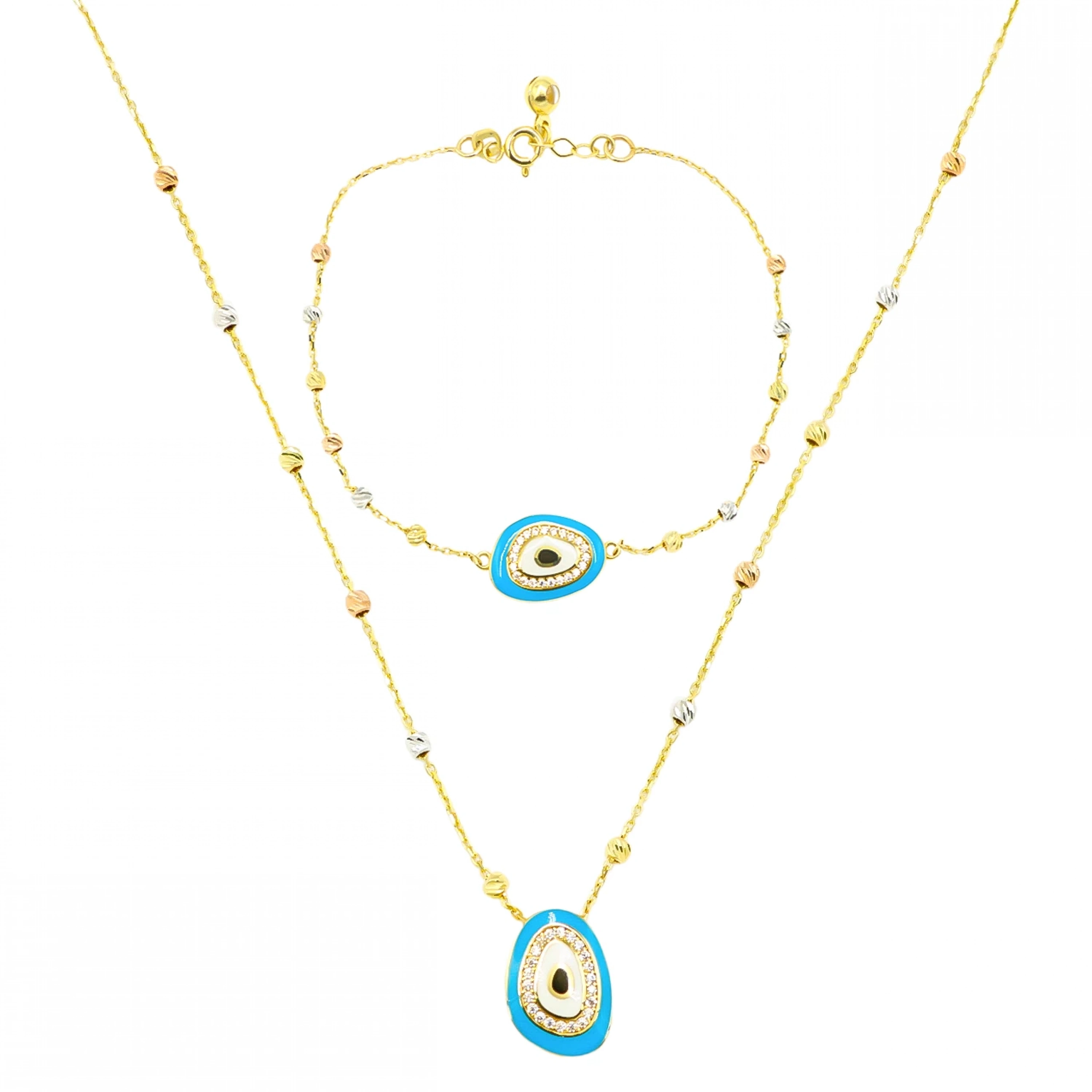 14 Ayar Mavi Göz Altın Mini Set