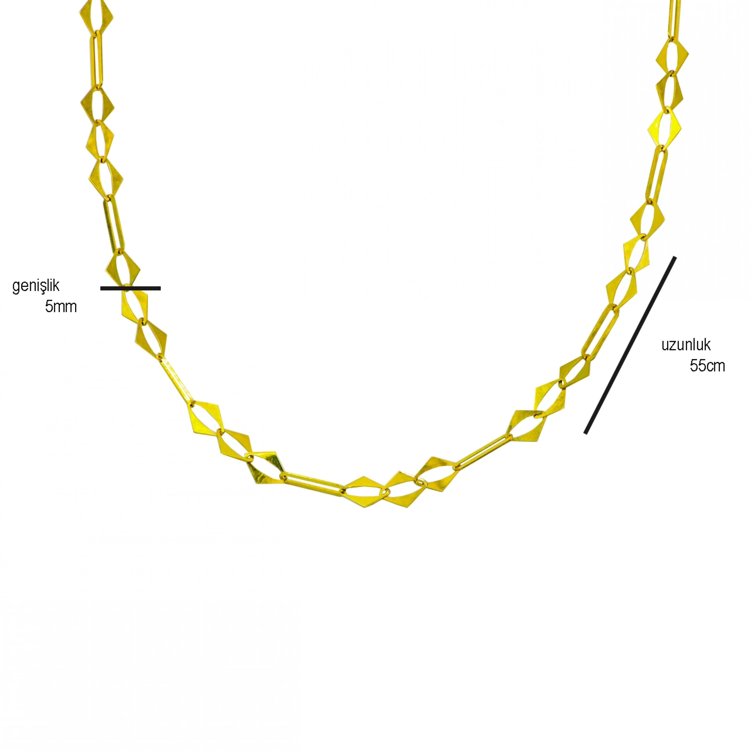 14 Ayar Ataç Üçgen Zincir - 45 Cm.