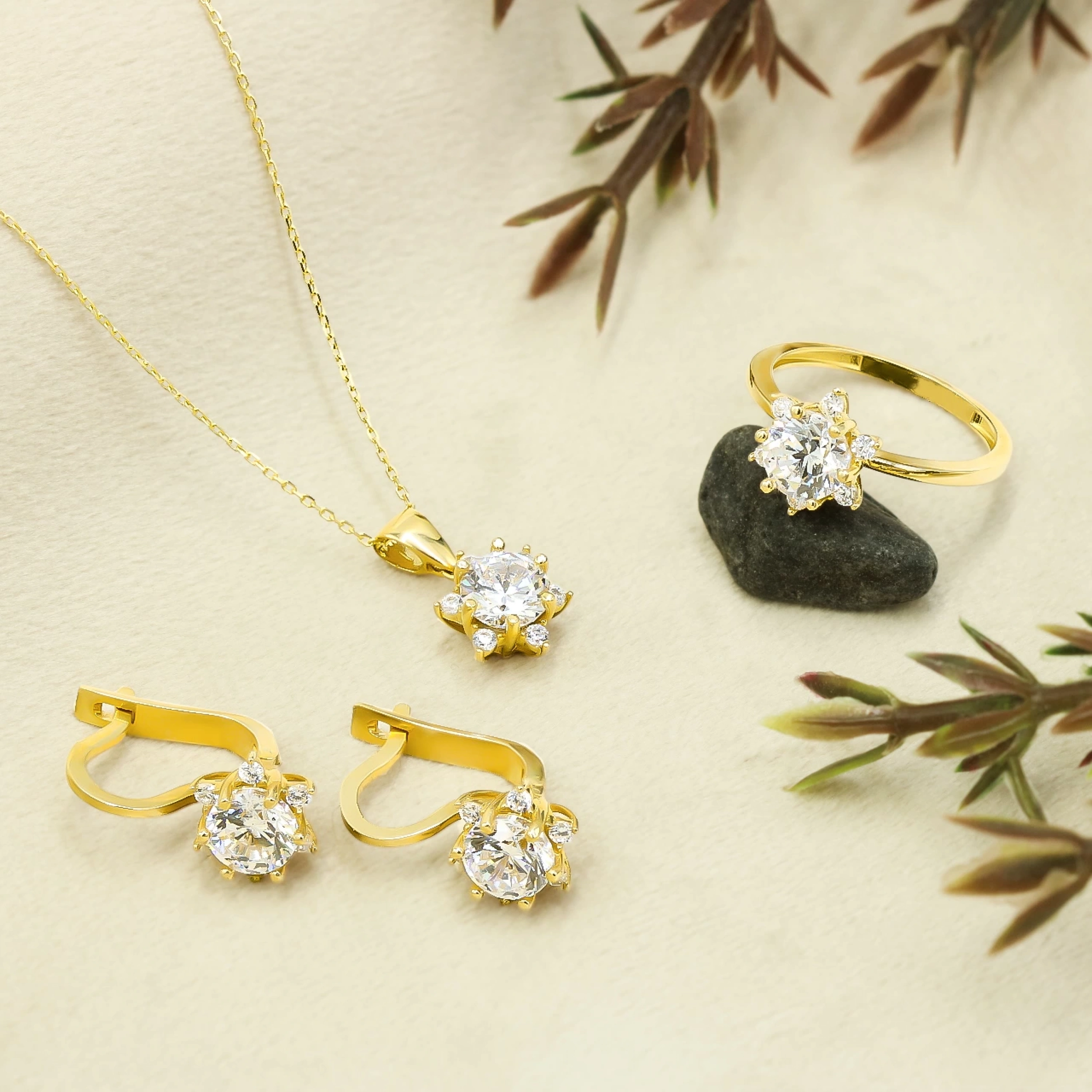 14 Ayar Altın Lotus Mini Set